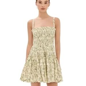 Hill House The Nap Dress Pastel Yellow Floral Mini Dress